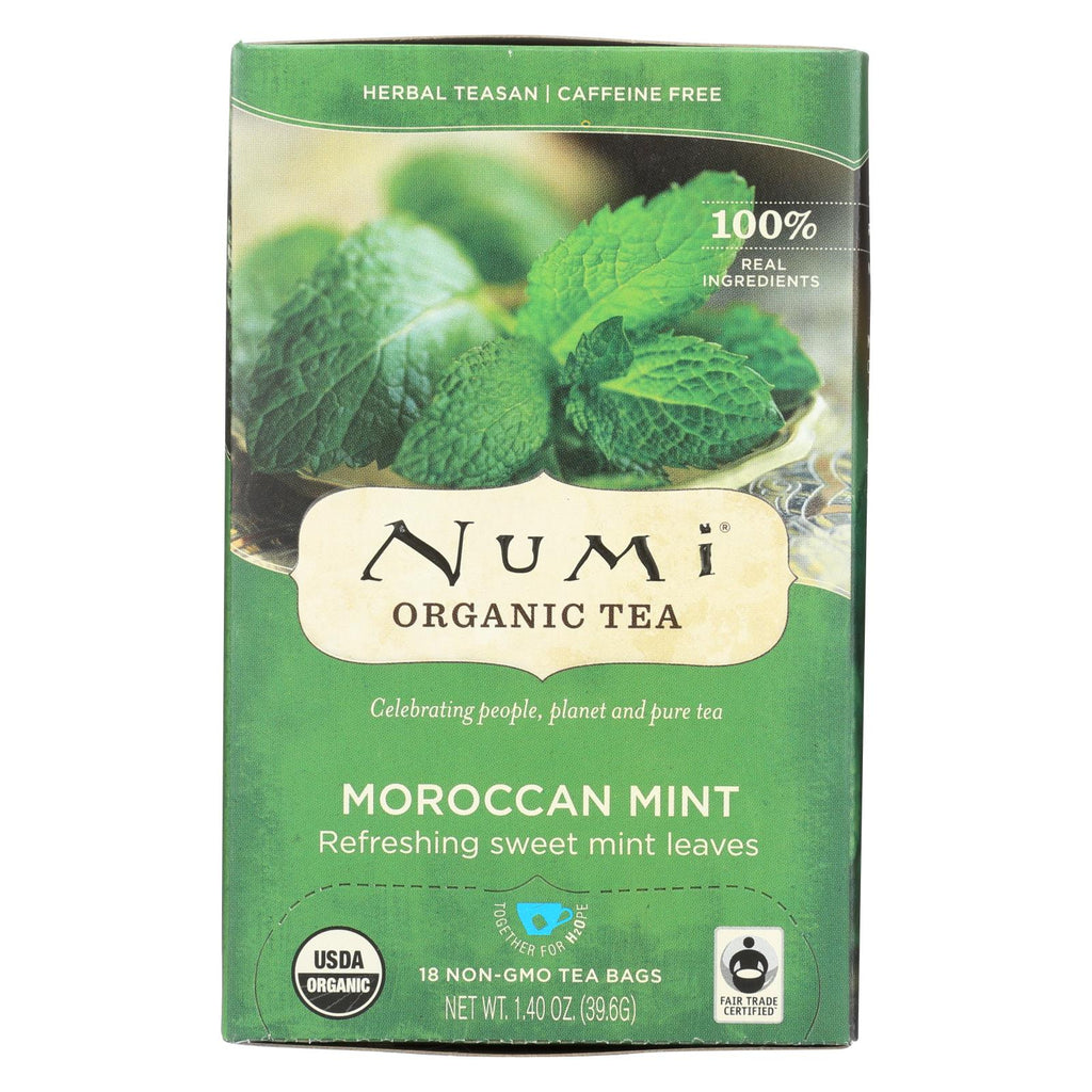 Numi Organic Tea Moroccan Mint - 18 Tea Bags - Case Of 6 - Lakehouse Foods