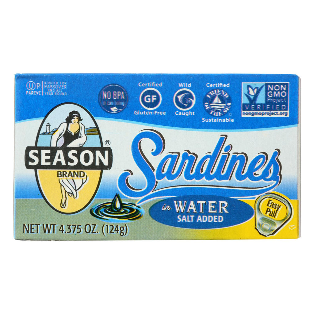 Season Sardines In Water  - Case Of 12 - 4.375 Oz - Lakehouse Foods