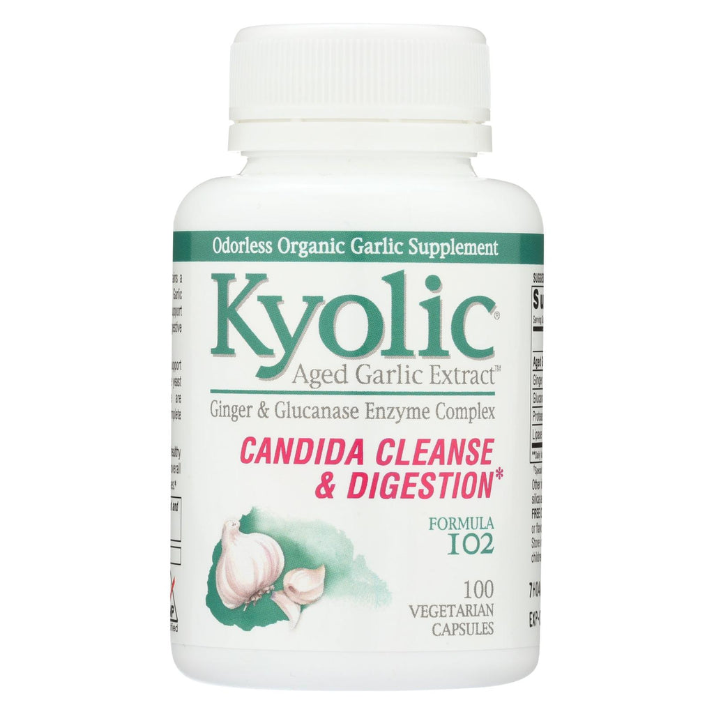 Kyolic - Aged Garlic Extract Candida Cleanse And Digestion Formula 102 - 100 Vegetarian Capsules - Lakehouse Foods