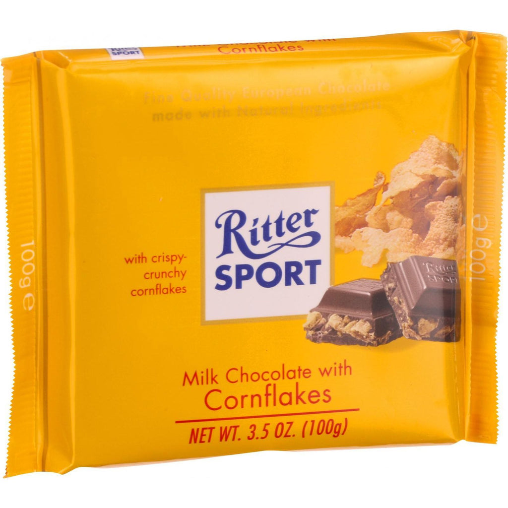 Ritter Sport Chocolate Bar - Milk Chocolate - Corn Flakes - 3.5 Oz Bars - Case Of 10 - Lakehouse Foods