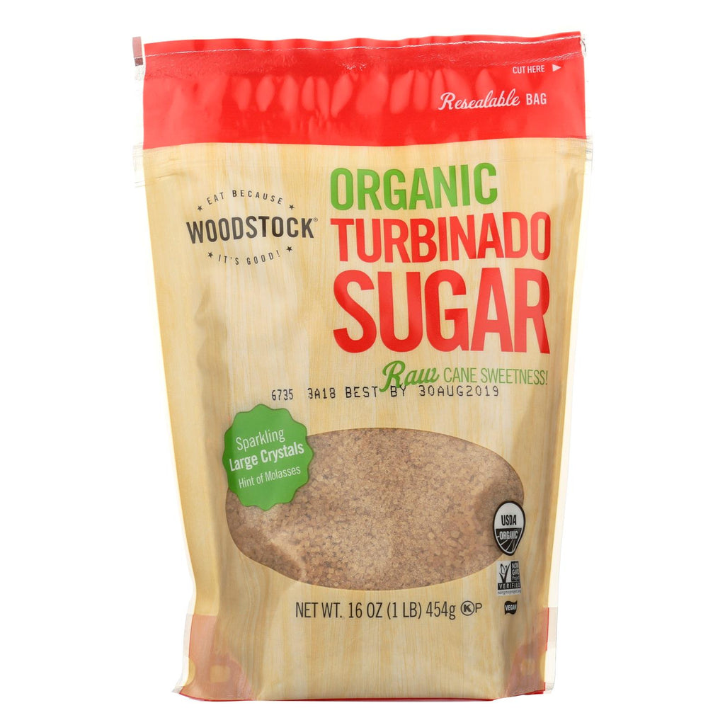 Woodstock Sugar - Organic - Turbinado - 16 Oz - Case Of 12 - Lakehouse Foods