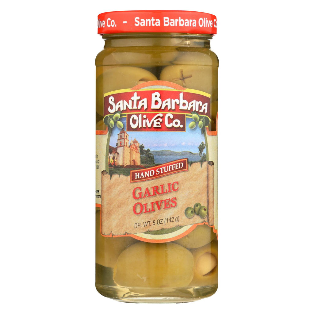 Santa Barbara Hand Stuffed Garlic Olives - Case Of 6 - 5 Oz - Lakehouse Foods