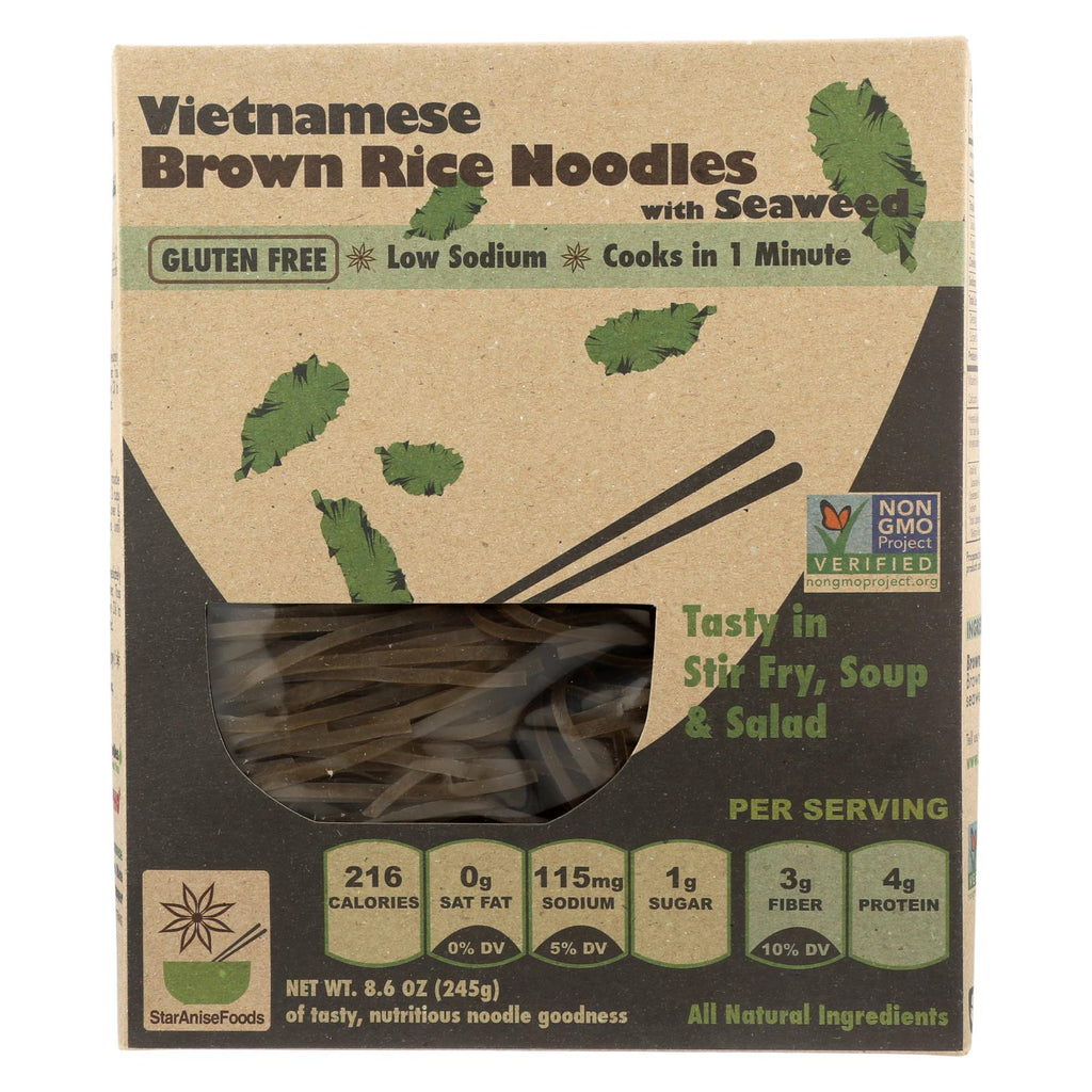 Star Anise Foods Noodles - Brown Rice - Vietnamese - With Seaweed - 8.6 Oz - Case Of 6 - Lakehouse Foods