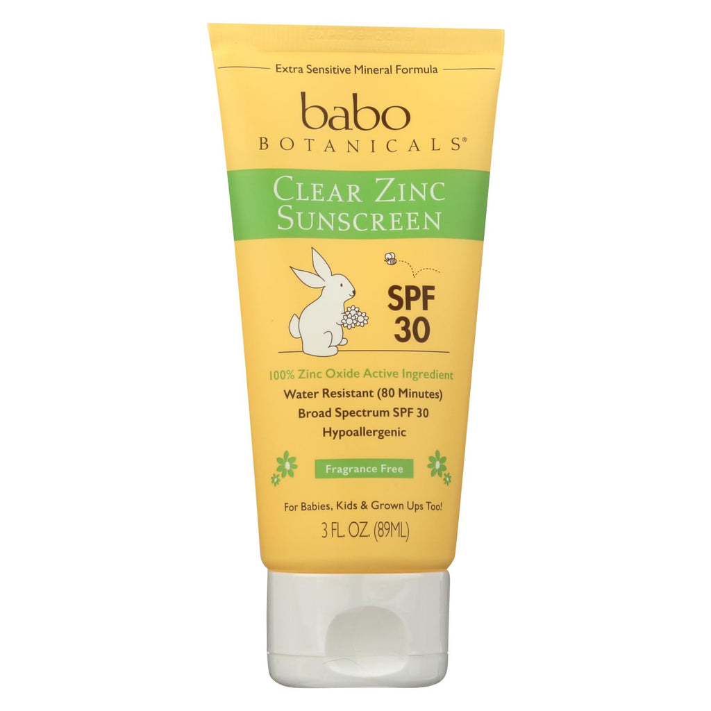 Babo Botanicals - Sunscreen - Clear Zinc Unscented Spf 30 - 3 Oz - Lakehouse Foods