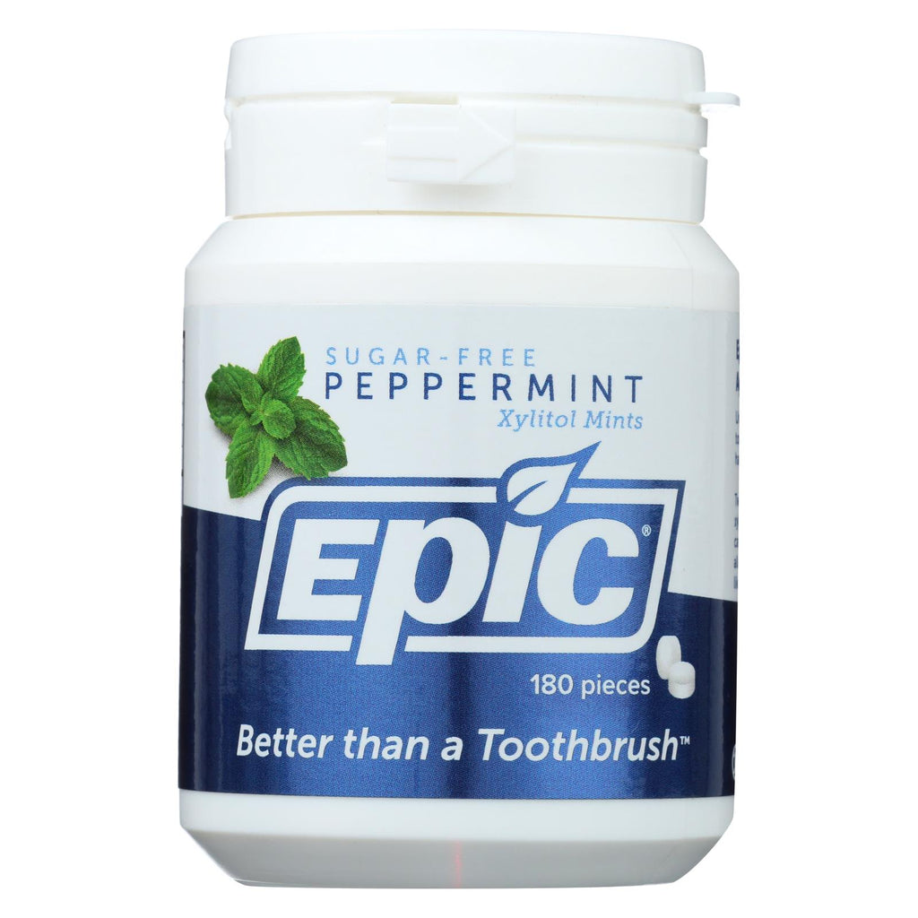 Epic Dental - Xylitol Mints - Peppermint Xylitol Bottle - 180 Ct - Lakehouse Foods