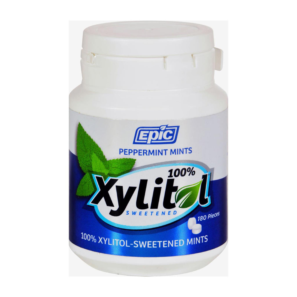 Epic Dental - Xylitol Mints - Peppermint Xylitol Bottle - 180 Ct - Lakehouse Foods