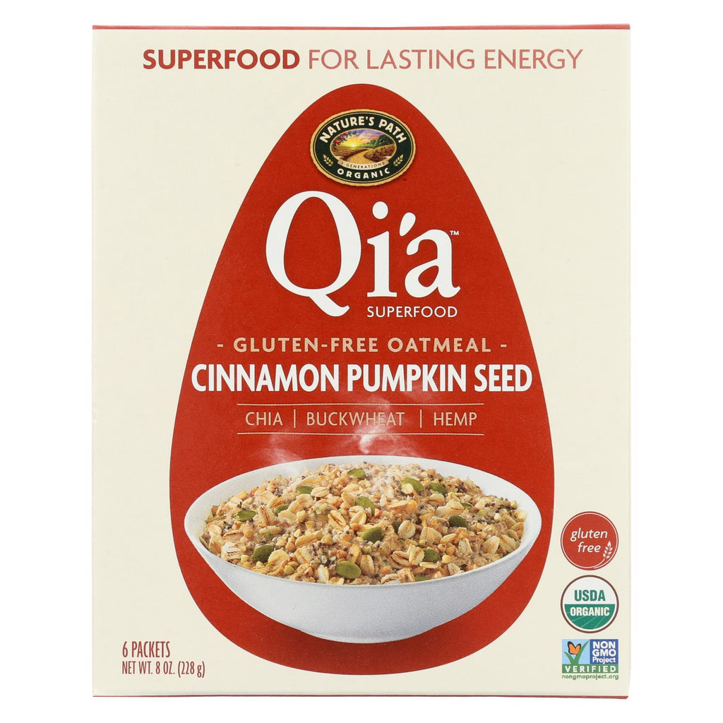 Nature's Path Organic Qi'a Superfood Hot Oatmeal - Cinnamon Pumpkin Seed - Case Of 6 - 8 Oz. - Lakehouse Foods
