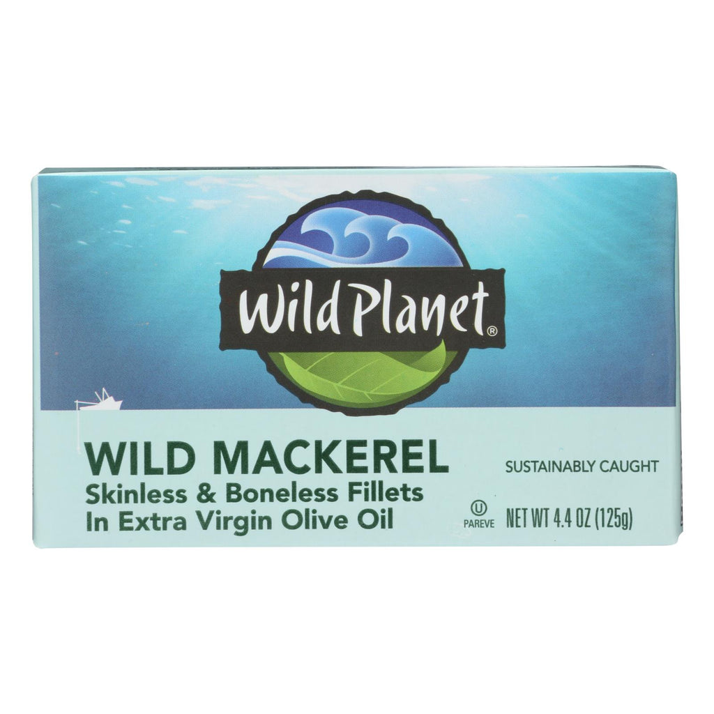 Wild Planet Wild Mackerel Fillets In Extra Virgin Olive Oil - Case Of 12 - 4.375 Oz. - Lakehouse Foods