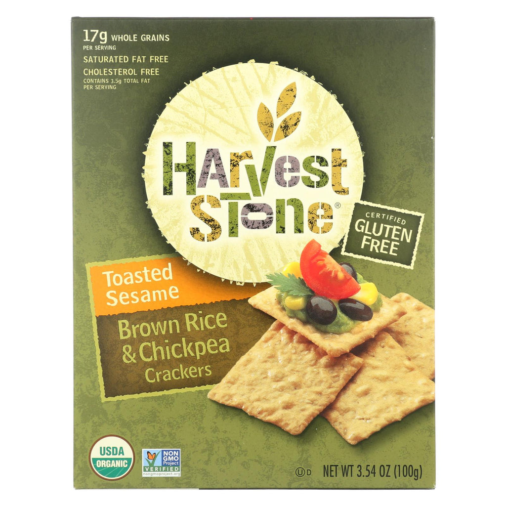 Harvest Stone Harvest Stone Organic Crackers - Rice And Chickpea - Case Of 6 - 3.54 Oz. - Lakehouse Foods