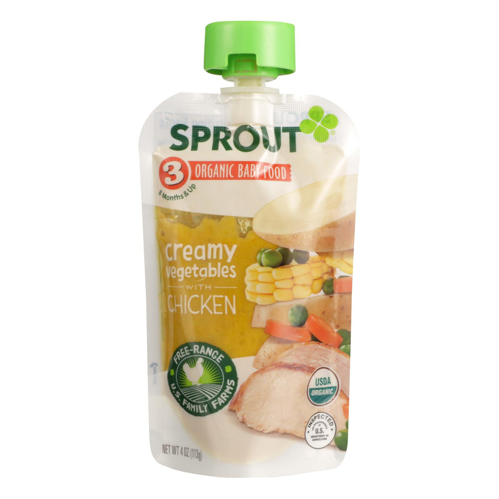 Sprout Organic Foods Creamy Vegetables With Chicken Baby Food  - Case Of 6 - 4 Oz - Lakehouse Foods