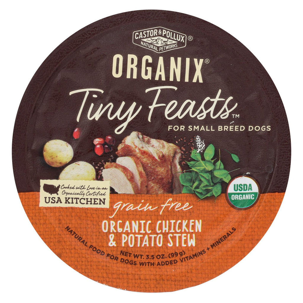 Castor And Pollux Dog - Organic - Tiny Feasts - Chicken - Case Of 12 - 3.5 Oz - Lakehouse Foods