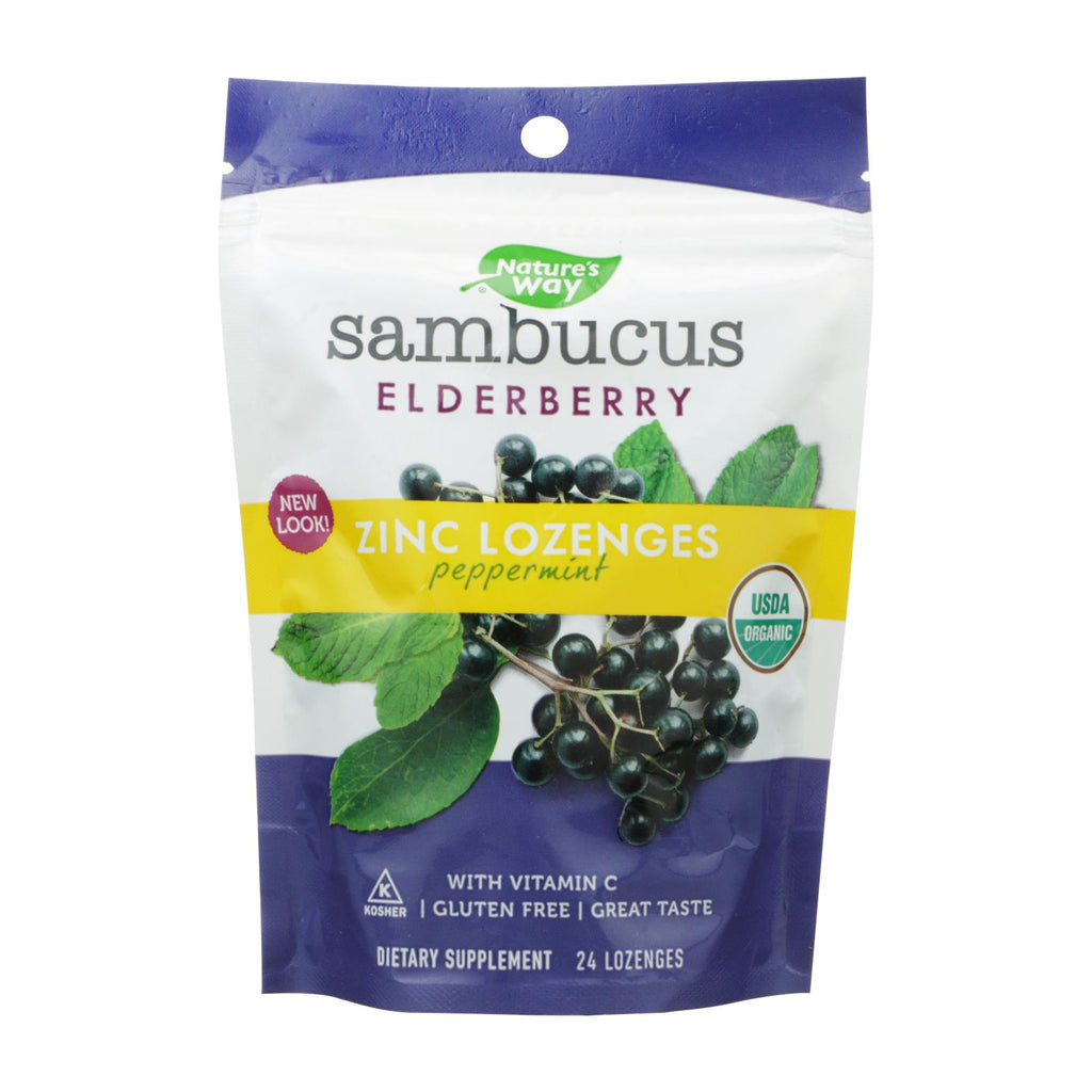 Nature's Way Sambucus Mint Flavored Zinc Lozenges  - 1 Each - 24 Ct - Lakehouse Foods