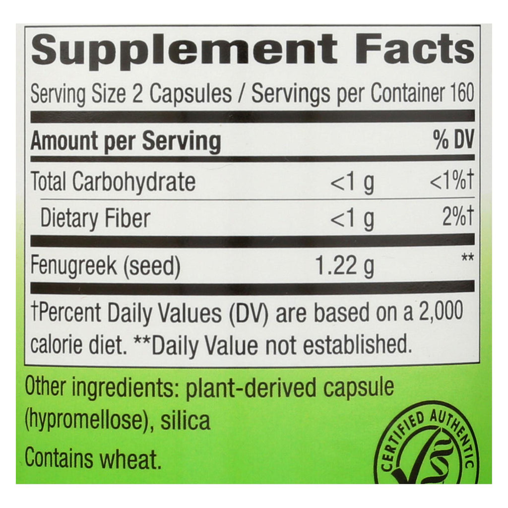 Nature's Way - Fenugreek Seed - 320 Veg Capsules - Lakehouse Foods