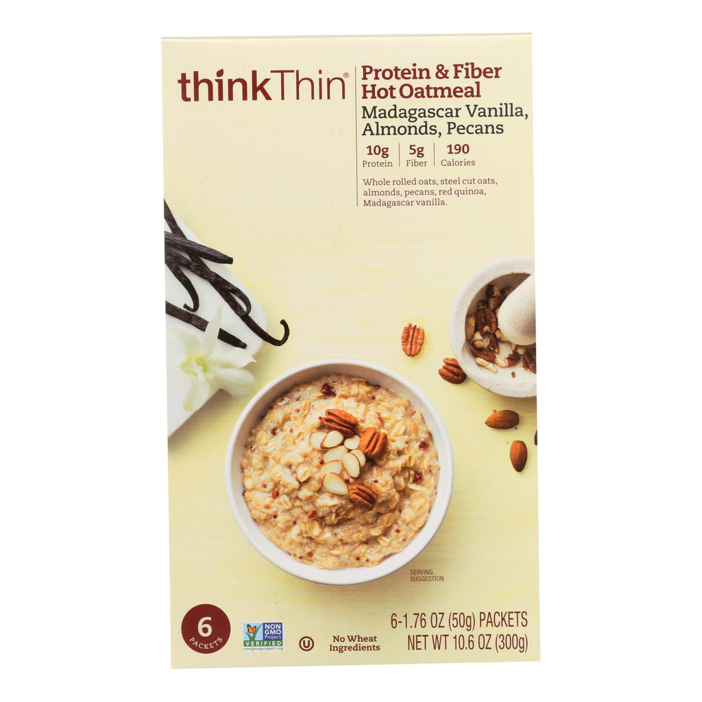 Thinkthin Vanilla Almond Pecan Oatmeal  - Case Of 6 - 10.6 Oz - Lakehouse Foods