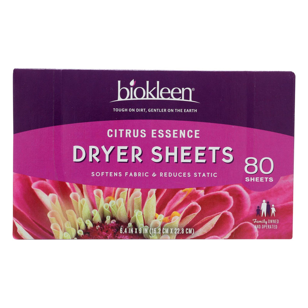 Biokleen - Dryer Sheets Citrus Essen - Case Of 6 - 80 Ct - Lakehouse Foods