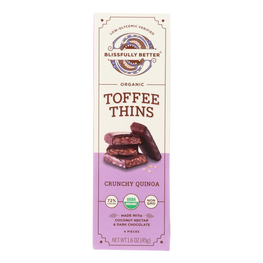 Blissfully Better Crunchy Quinoa Organic Toffee Thins  - Case Of 10 - 1.6 Oz - Lakehouse Foods