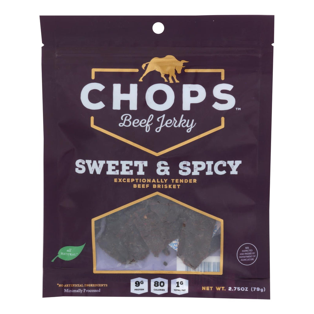Chops Beef Jerky - Beef Jerky Sweet And Spicy - Case Of 8-2.75 Oz - Lakehouse Foods
