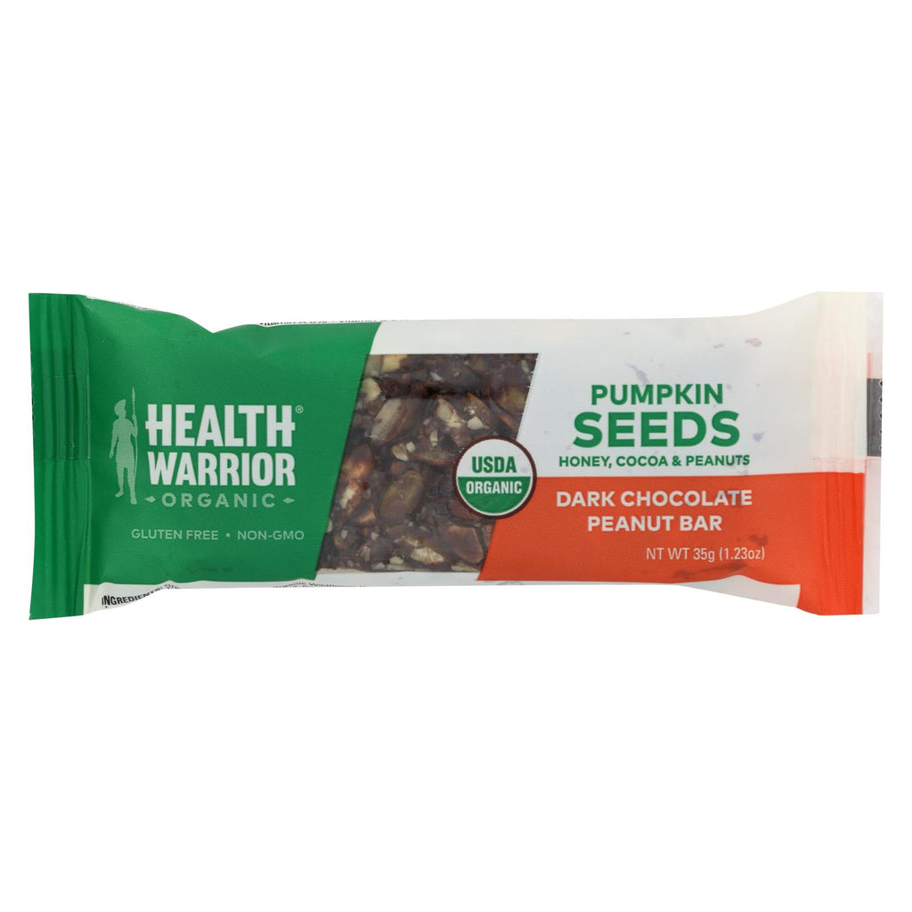 Health Warrior Pumpkin Seed Bar - Dark Chocolate Peanut - Case Of 12 - 1.23 Oz. - Lakehouse Foods